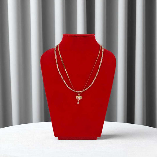 Double-Layer Necklace with Pearl Pendant