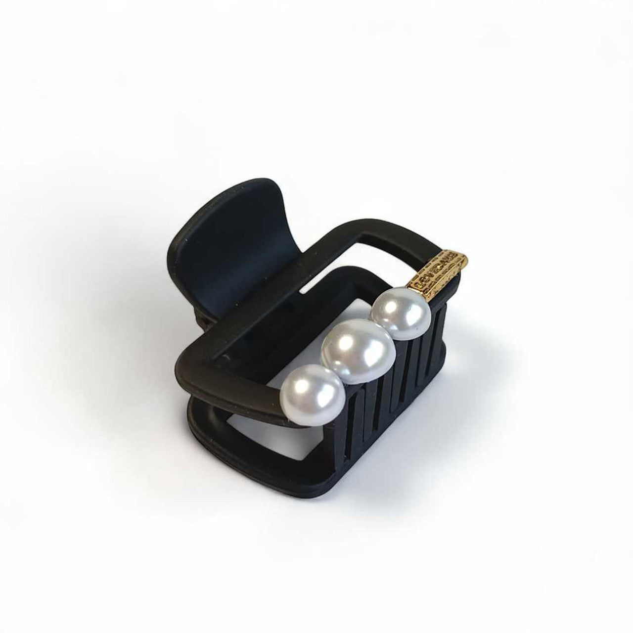 Elegant Pearl Hair Clip – Black