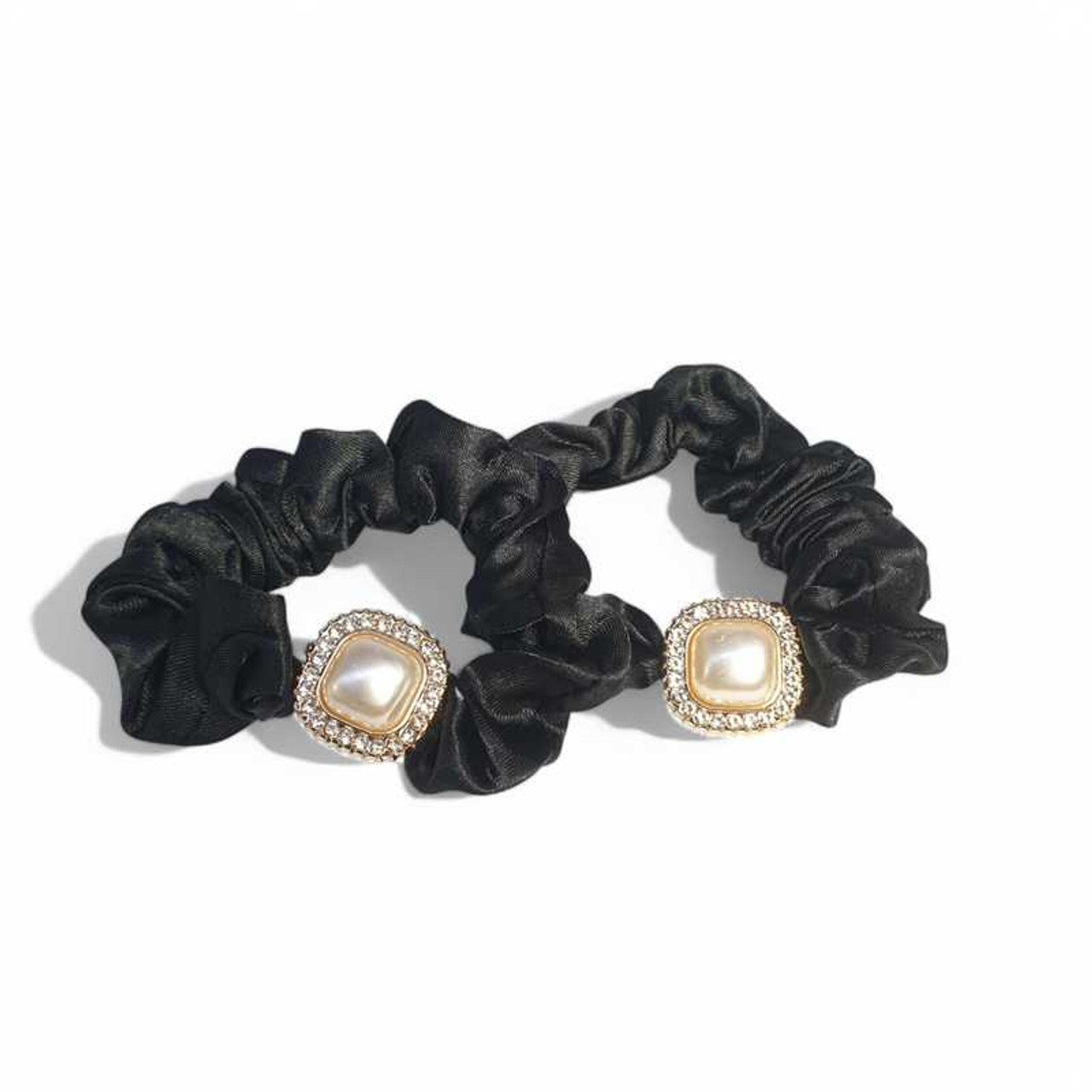 Black Hair Rubber Band with Organza Bow