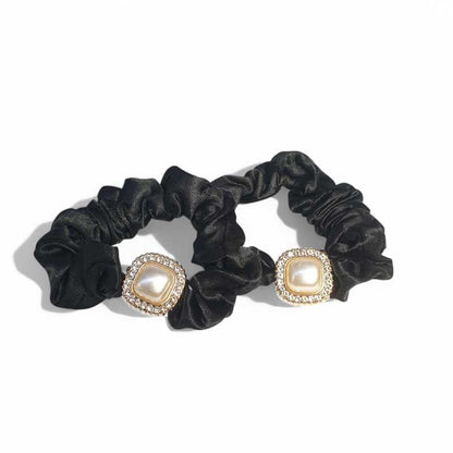 Black Hair Rubber Band with Organza Bow
