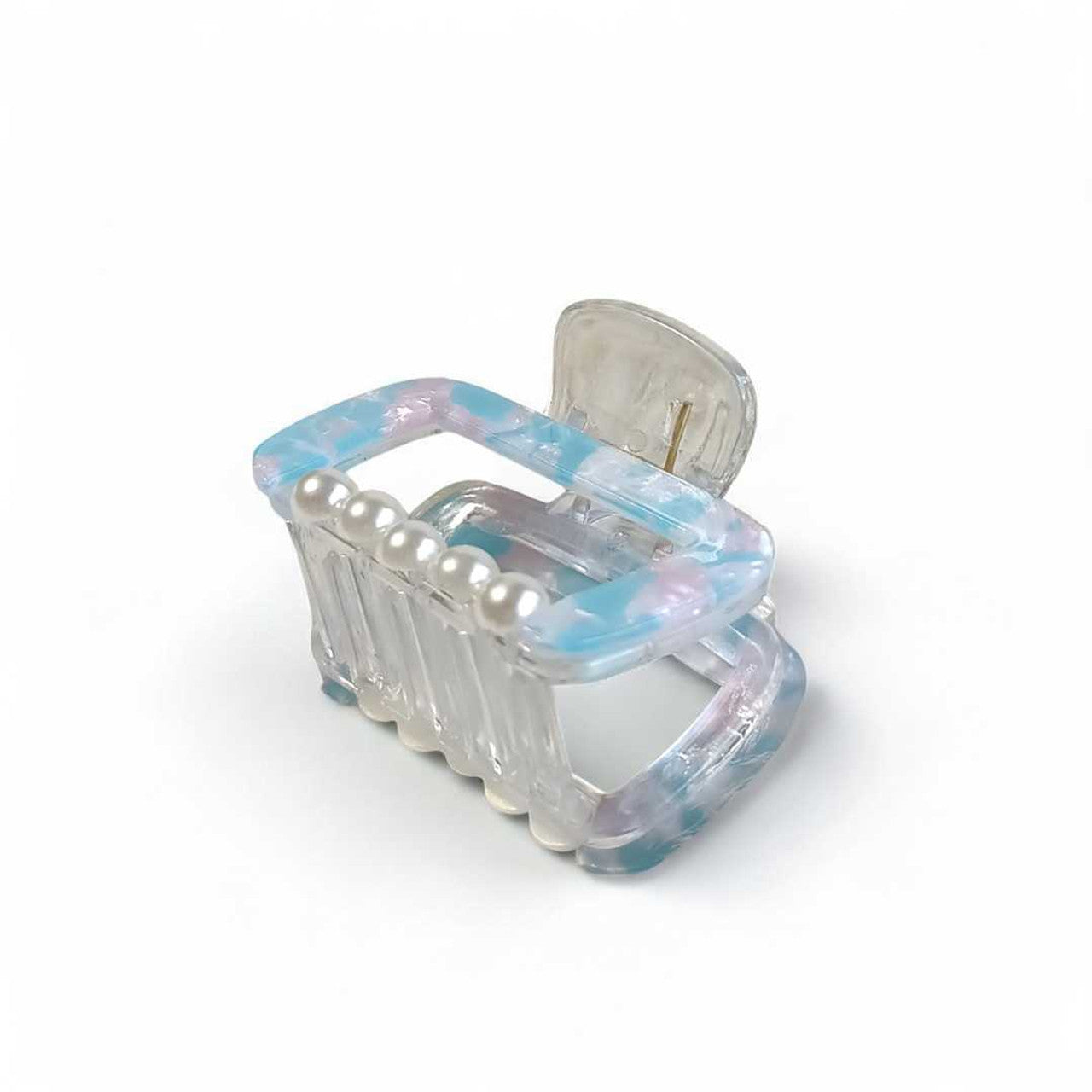 Blue Hair Clip with Pearl
