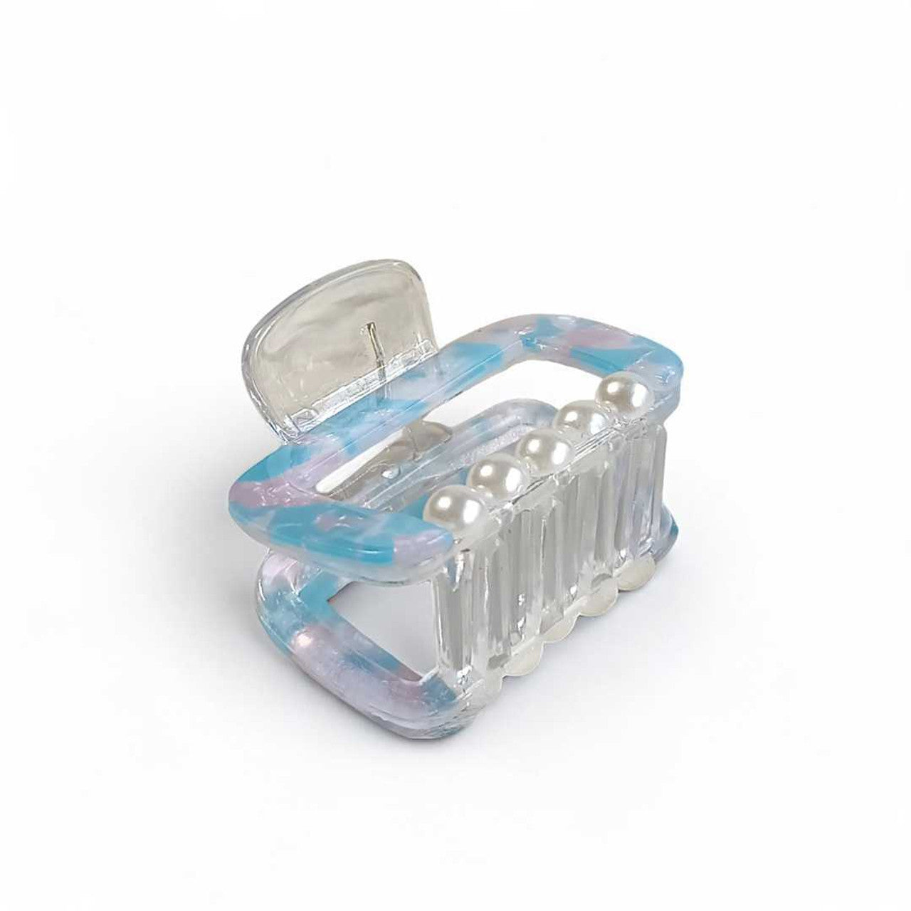 Blue Hair Clip with Pearl