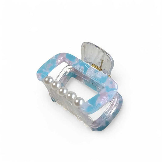 Blue Hair Clip with Pearl
