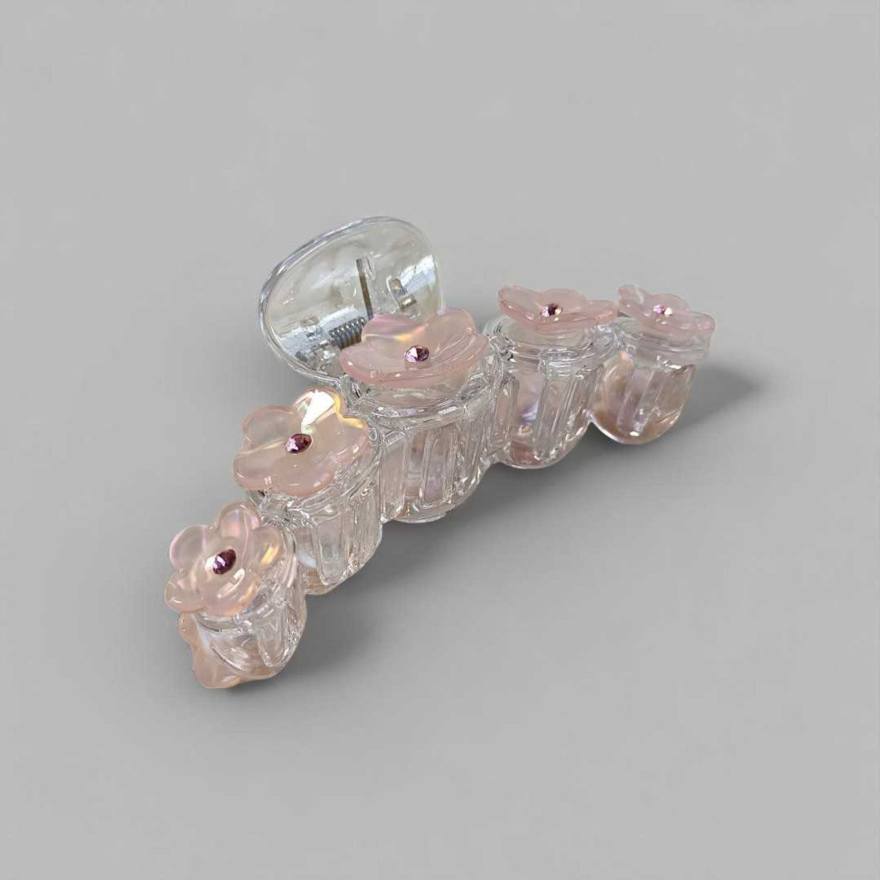 Floral Sparkle Hair Clip – Light Pink
