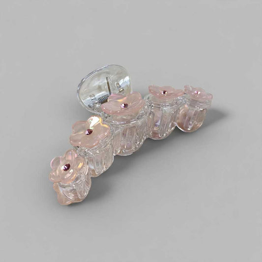 Floral Sparkle Hair Clip – Light Pink