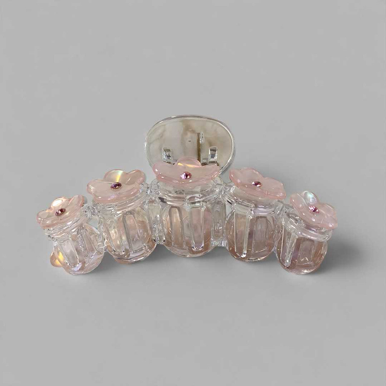 Floral Sparkle Hair Clip – Light Pink