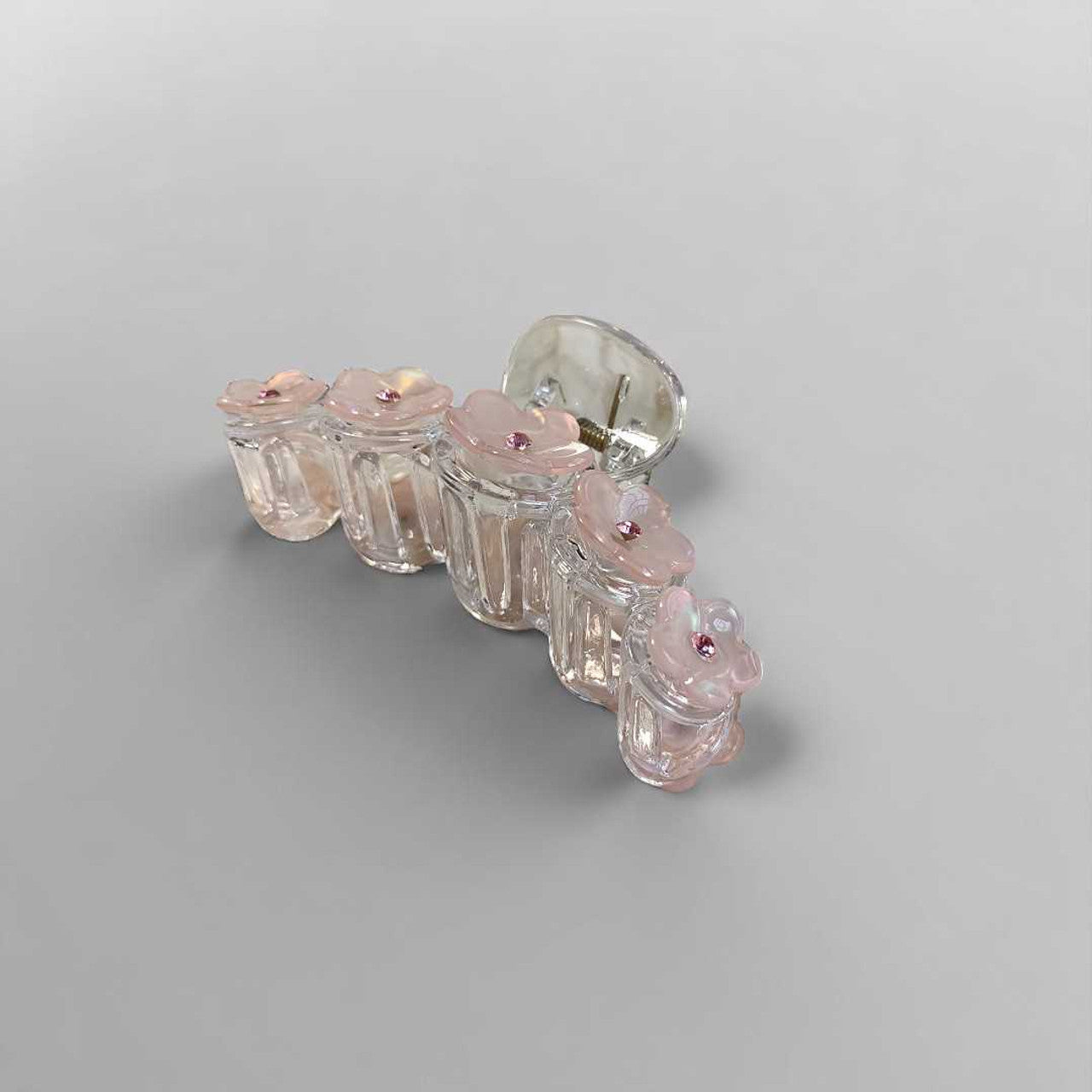 Floral Sparkle Hair Clip – Light Pink