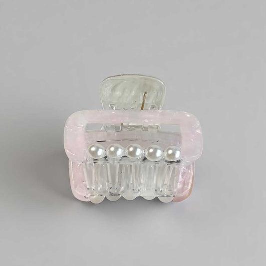 White Hair Clip with Pearl Design