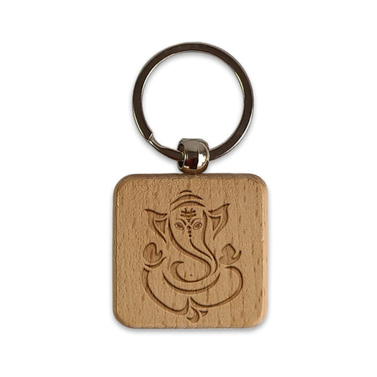 Laser Engraved Ganesh Wooden Keyring