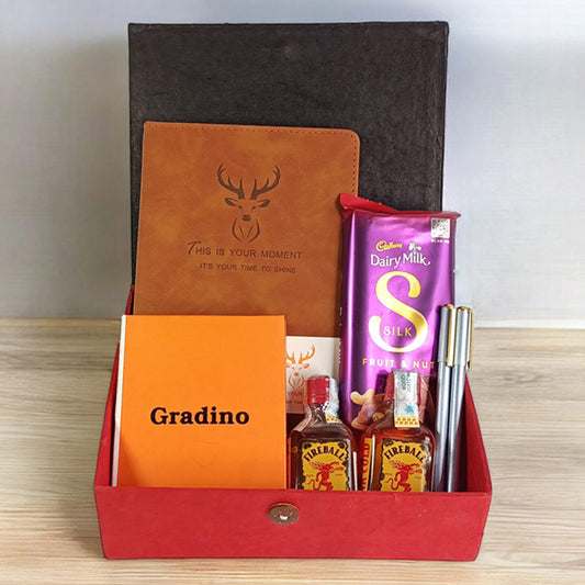 Cherished Gift Hamper With Notebook, Whisky & Wallet