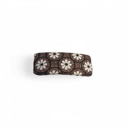 Brown Hair Clip with Glittery Floral Print