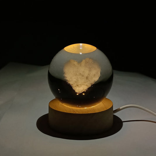 LED Crystal Lamp – Snowy Heart