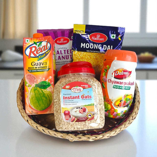Healthy Gift Basket for Dad with Juice