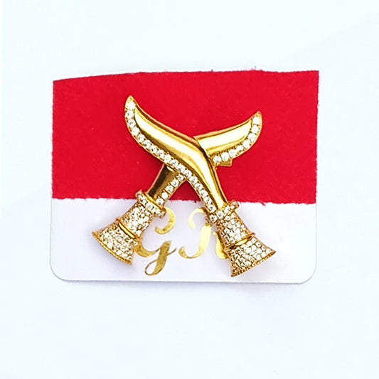 Gold Plated Khukuri Cross Brooch