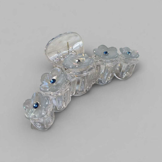 Floral Sparkle Hair Clip – Light Blue