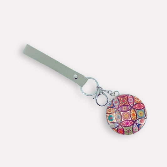 Double-Sided Mirror Keyring – Grey Strap