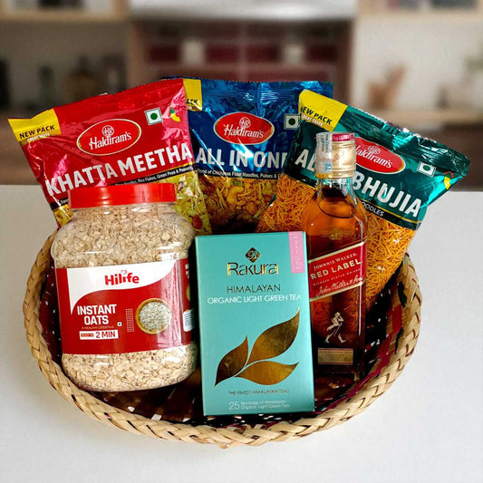 Whisky Gift Basket for Father With Snacks