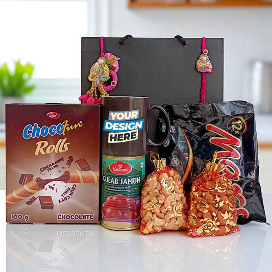 Rakhi Combo with Mug,Chocolate & Dry Nuts