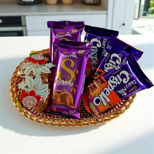 Rakhi Basket with Crispello, Silk Bubbly & Bracelet