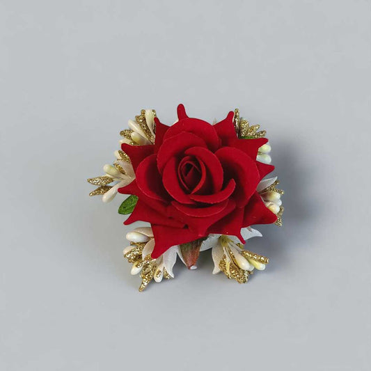 Red Rose Hair Clip 3.5"