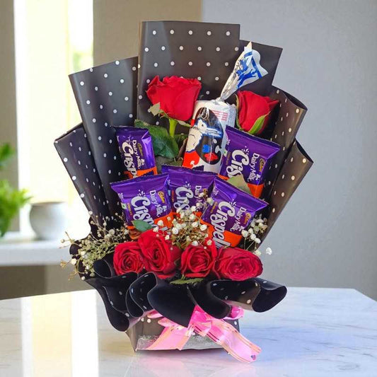 Roses with Crispello & Bunny In Bouquet