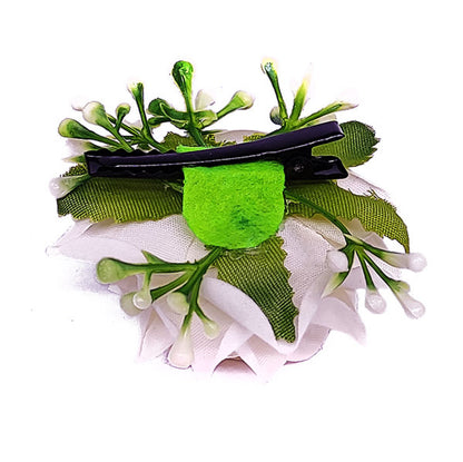 White Rose Hair Clip with Velvet Petals