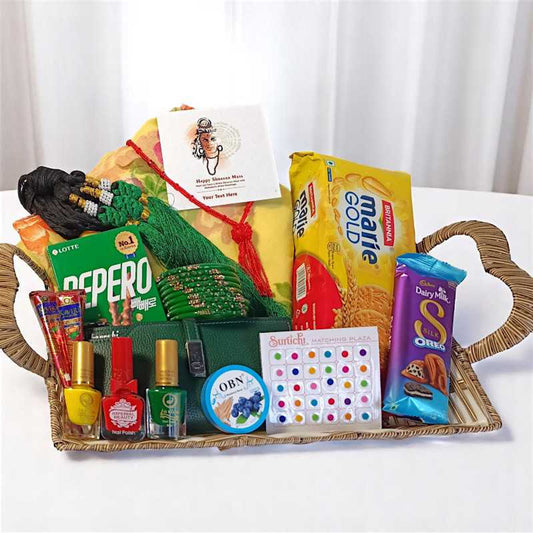 Shrawan Gift with Yellow Saree & Accessories