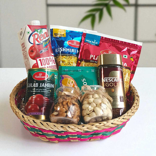 Tasty Snacks with Real Juice In a Basket