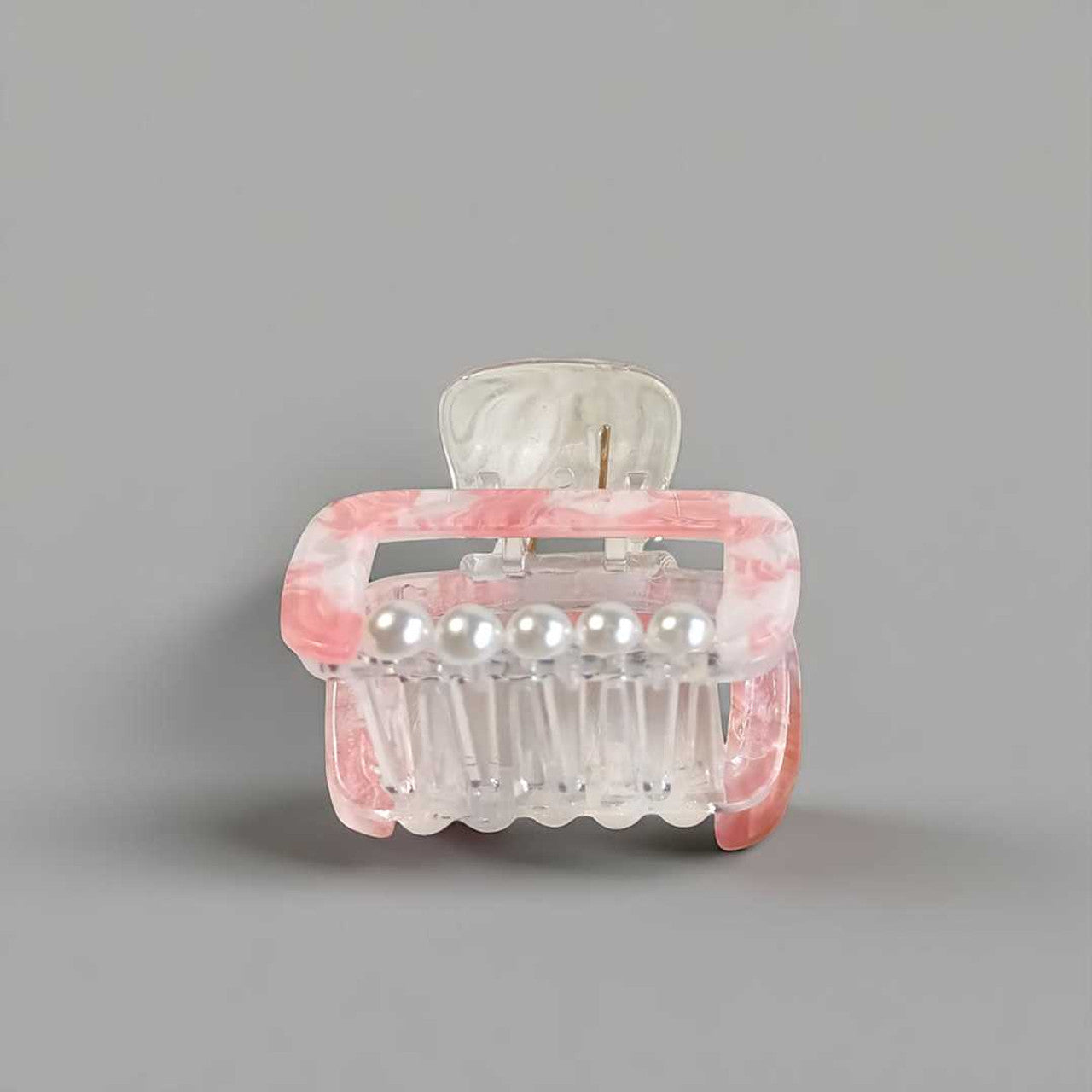 Pink Hair Clip with Pearl Design