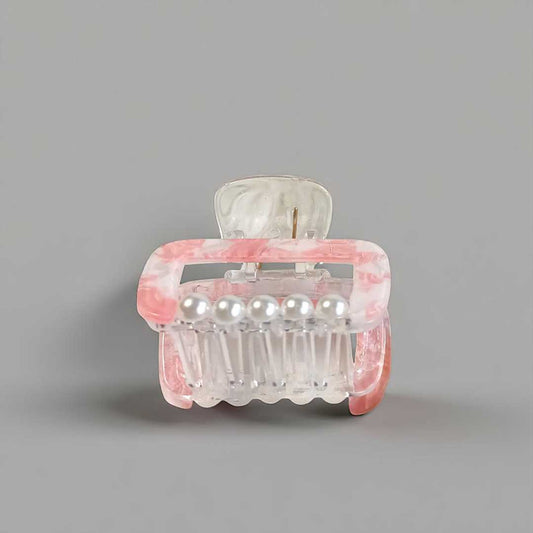 Pink Hair Clip with Pearl Design