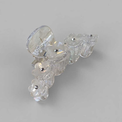 Floral Sparkle Hair Clip – White