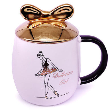Ballerina Girl Ceramic Mug with Lid (02)
