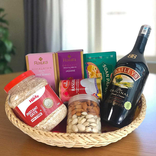 Whisky, Tea & Mithai Celebration Basket