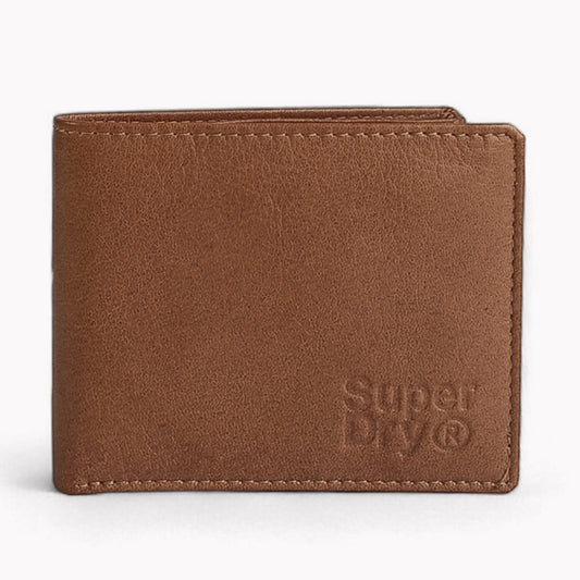 Super Dry Bronze Bi-Fold Leather Wallet For Men