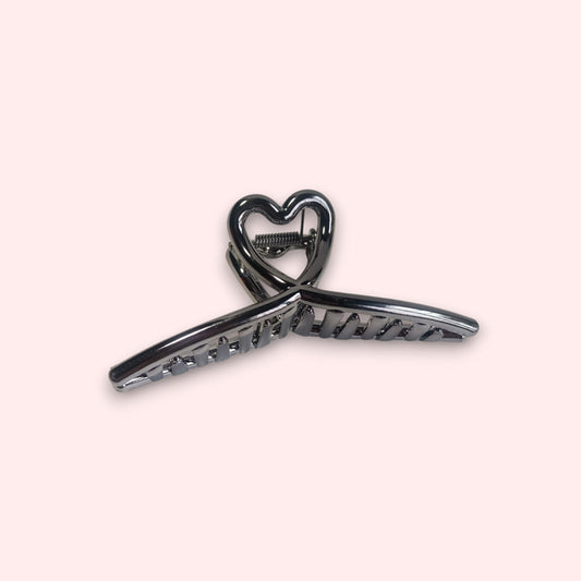 Heart Shaped Hair Clip-Grey
