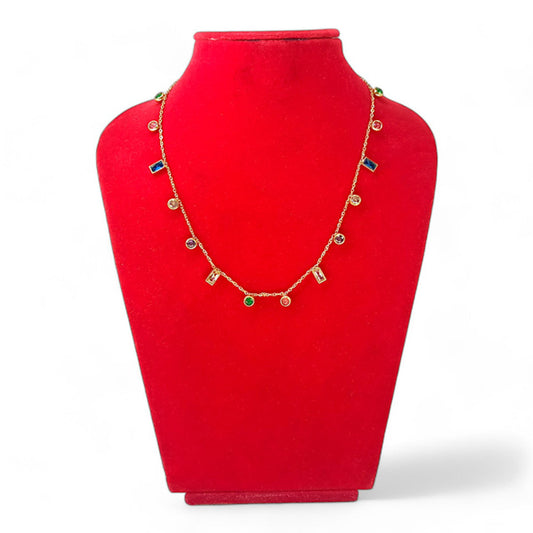 Mixed Stone Design Pendant Necklace