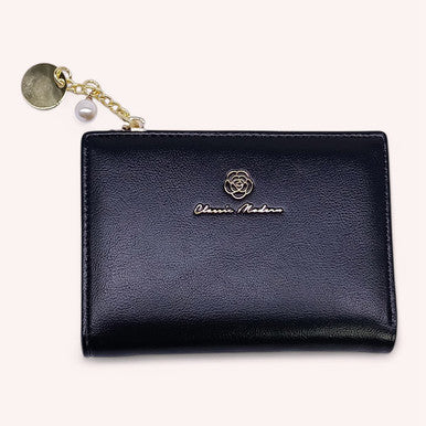 Black PU Bifold Mini Wallet For Women