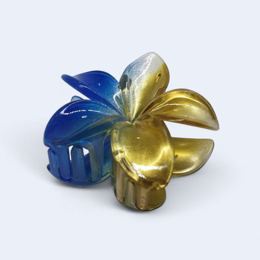 Blue & Golden Lily Hair Clip