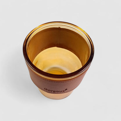 Brown Glass Tumbler with Straw – 400ml