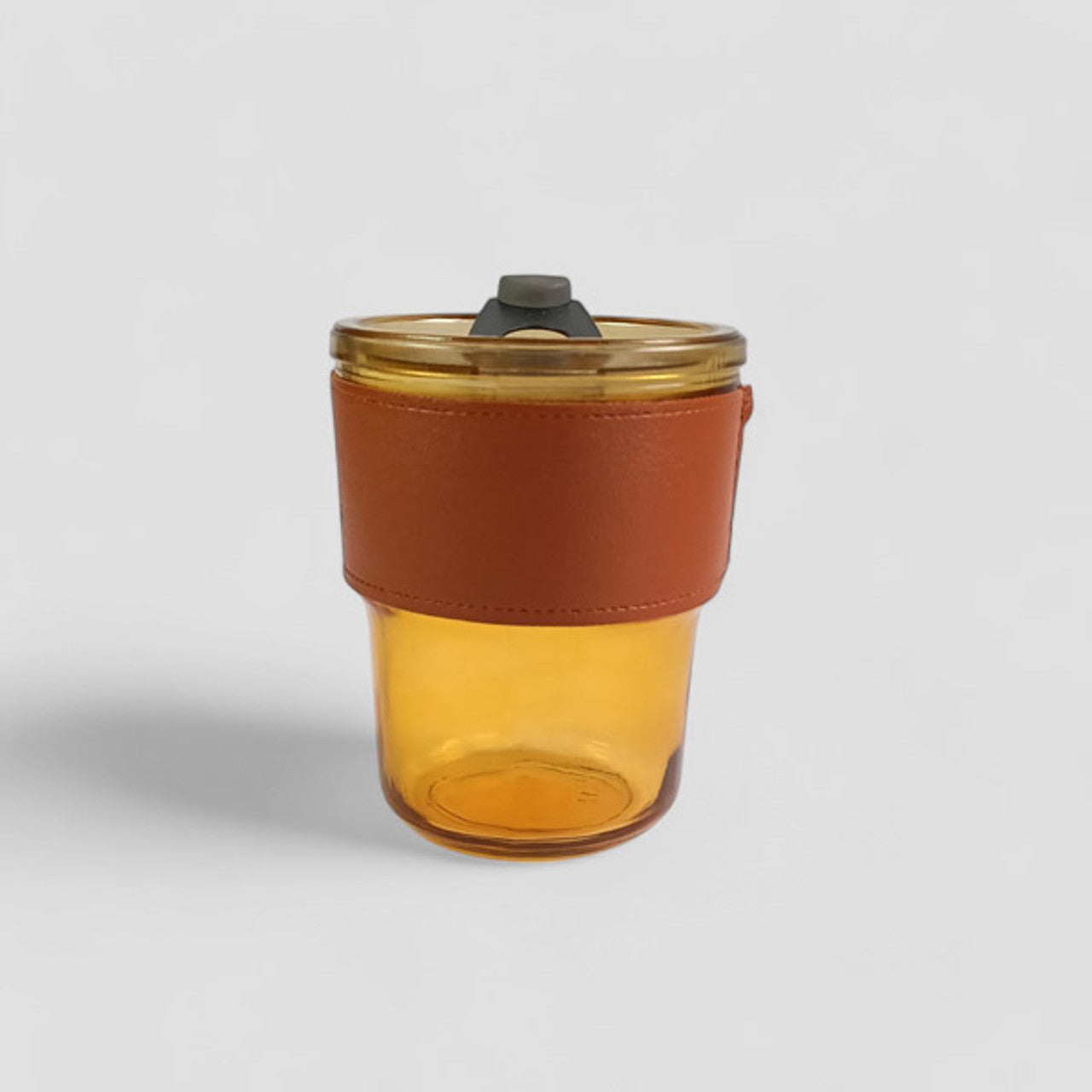 Brown Glass Tumbler with Straw – 400ml