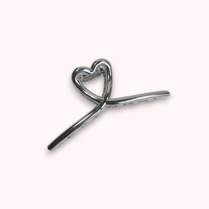 Heart Shaped Hair Clip-Sliver