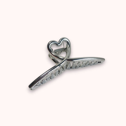 Heart Shaped Hair Clip-Sliver