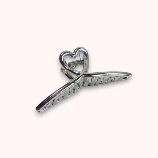 Heart Shaped Hair Clip-Sliver