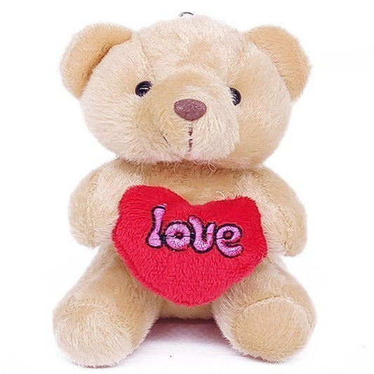 Mini Teddy Bear Keyring 4" - Cream