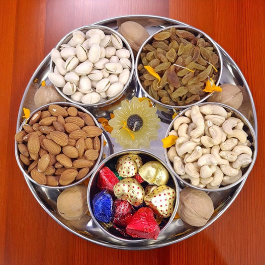 Mixed Dry Nuts & Chocolates with Candle on Tray