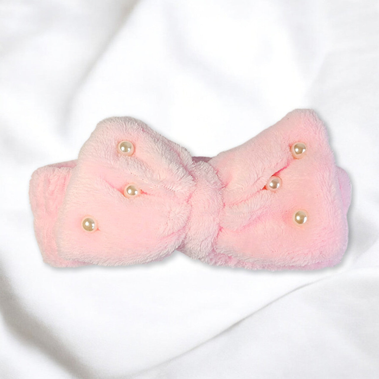 Cotton Hair Band with Bow & Pearl- Color May vary