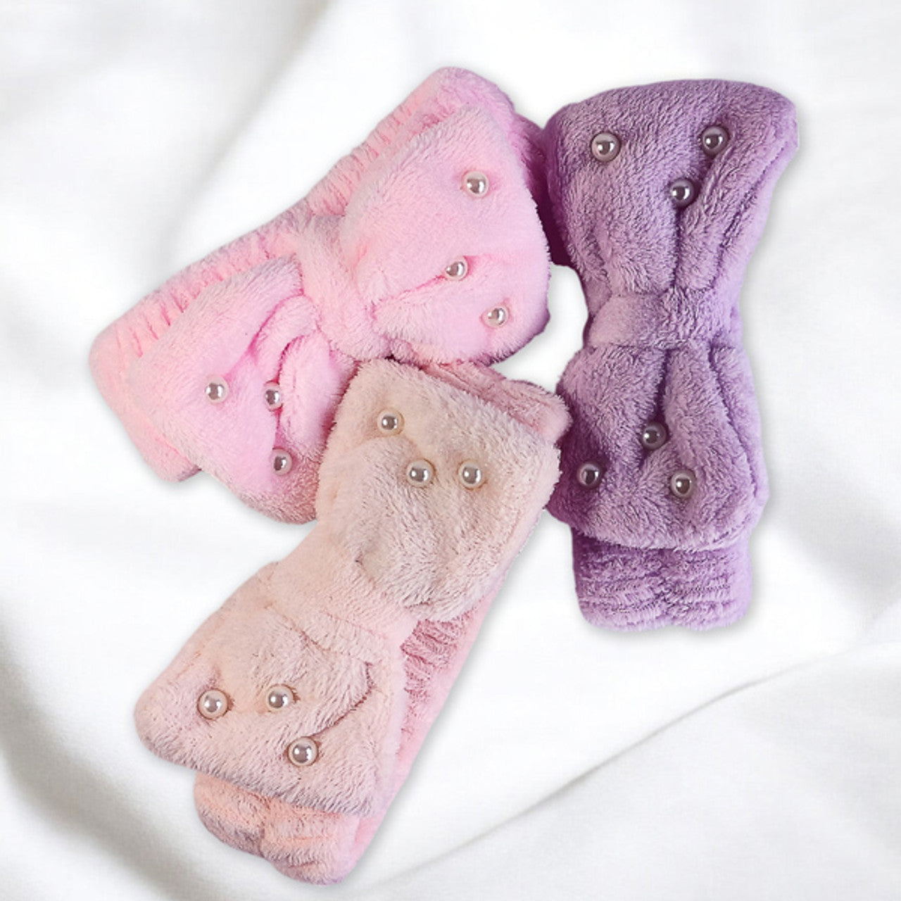 Cotton Hair Band with Bow & Pearl- Color May vary