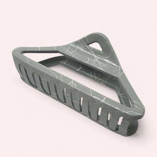 Grey Triangular Hair Clip with White Contrast