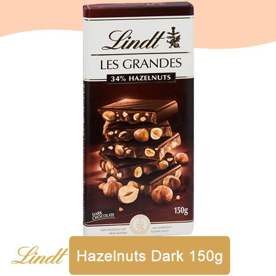 Lindt Les Grandes 34% Hazelnuts Dark Chocolate (150g) - GiftstoNepal.com | GTN