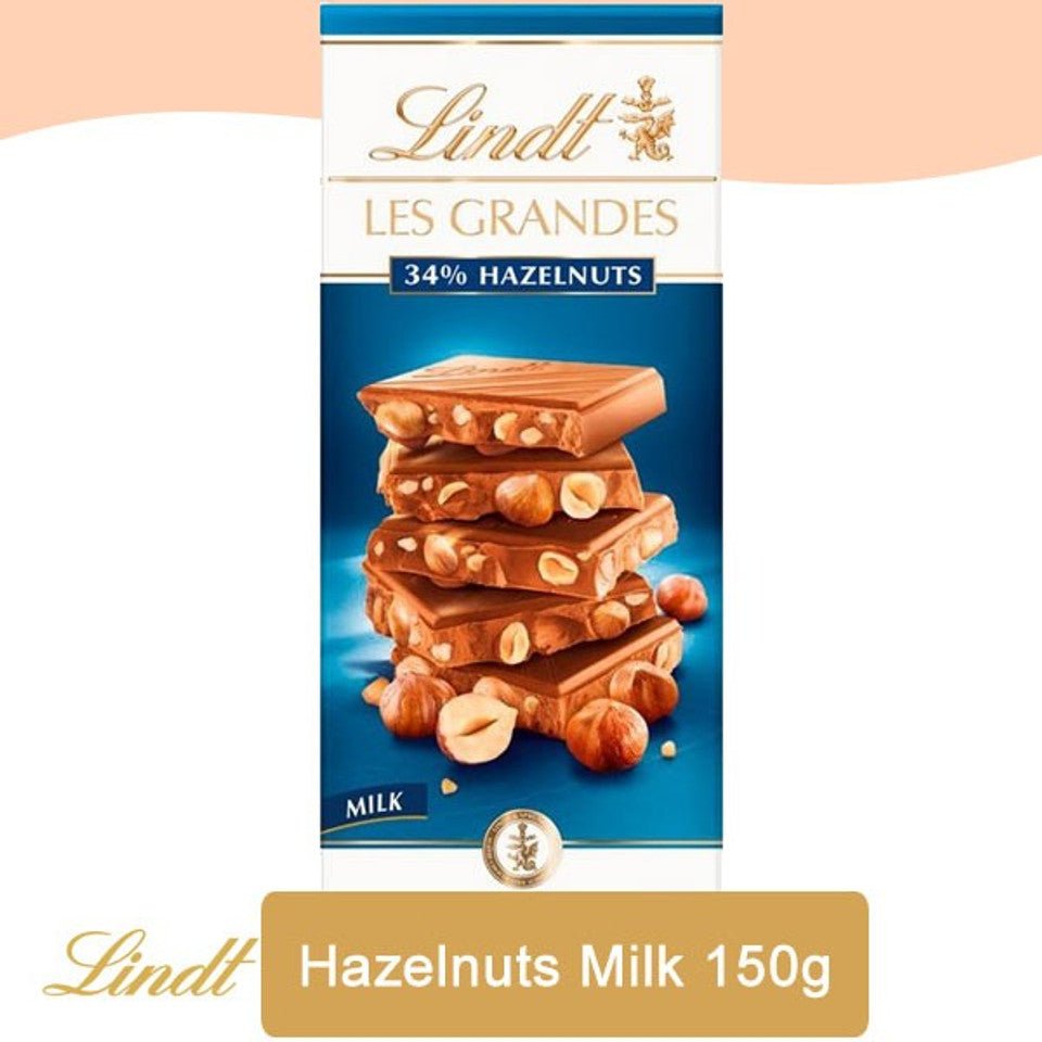 Lindt Les Grandes 34% Hazelnuts Milk Chocolate (150g) - GiftstoNepal.com | GTN